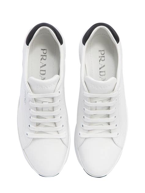 all white prada sneakers|prada white leather sneakers.